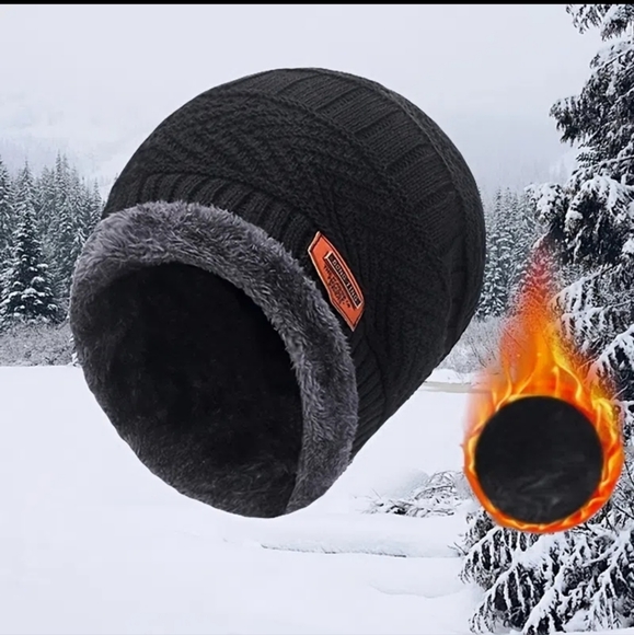 Men's Hat And Scarf Casual Style Polyester Beanie black - Picture 7 of 7